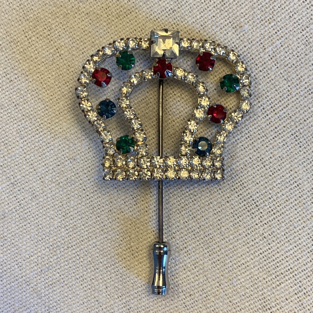 Vintage Multicolor Crown Brooch/Pin